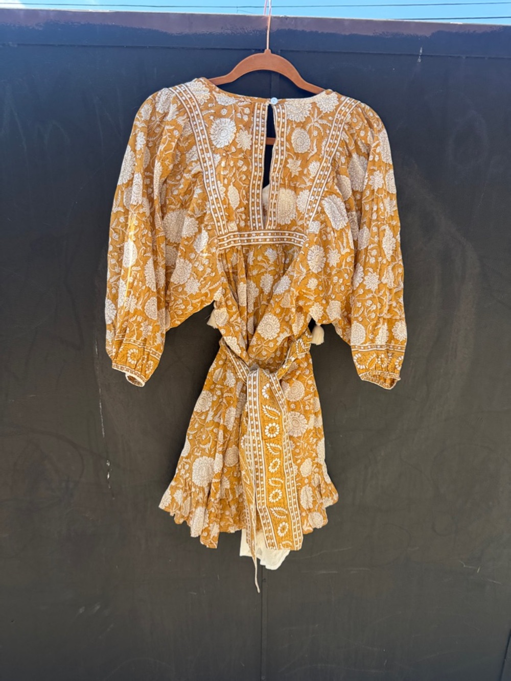 Cleobella Magdalena Mustard Yellow Floral Tassel Boho Dress - Picture 6 of 6